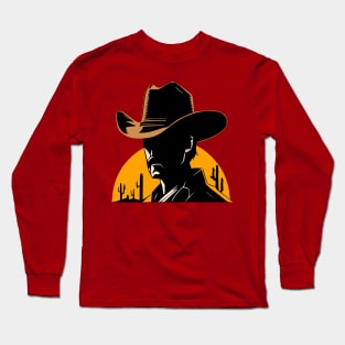 Western Silhouette- Cowboy Long Sleeve T-Shirt